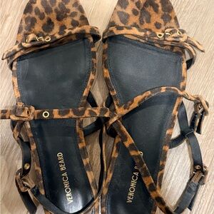 Veronica Beard Leopard-Print Flat Sandals - Brown & Black